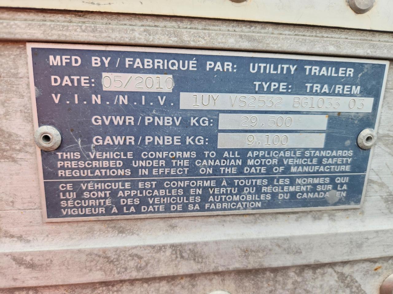 2011 UTILITY TRAILER MANUFACTURE 
