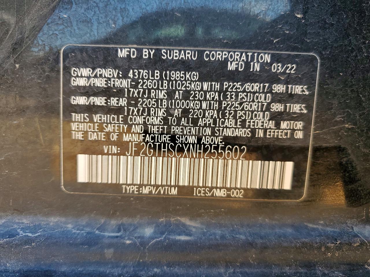 2022 SUBARU CROSSTREK