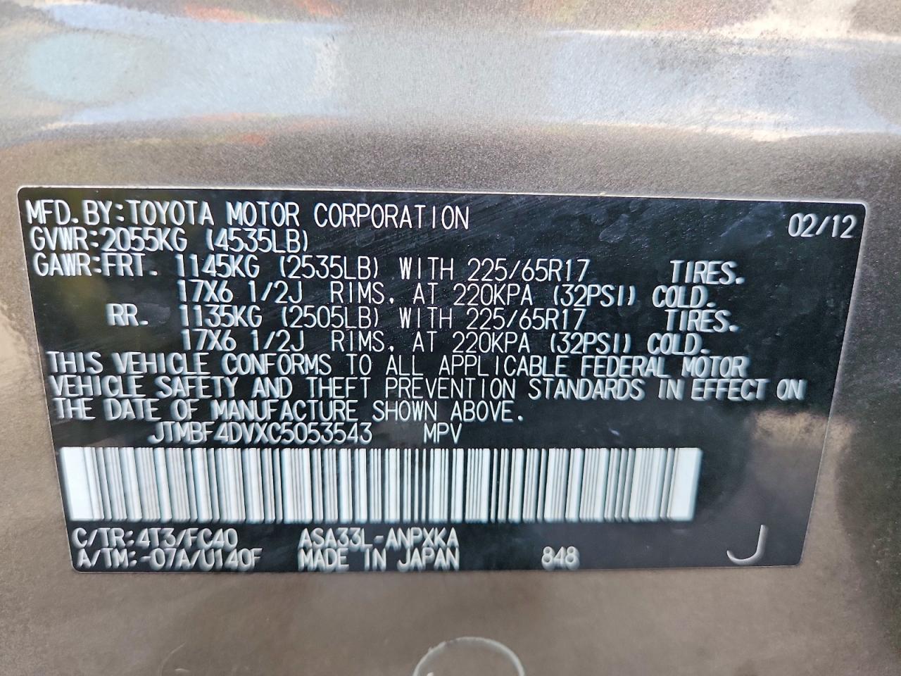 2012 TOYOTA RAV4
