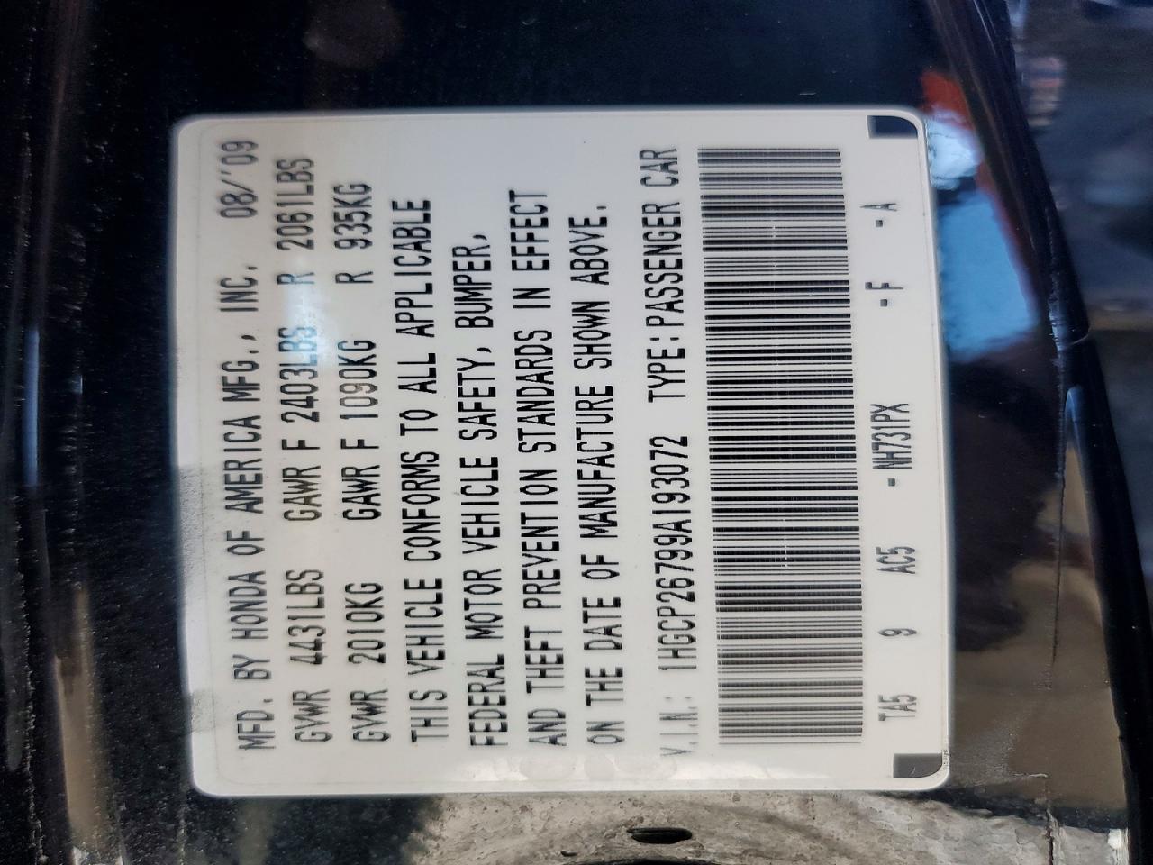 2009 HONDA ACCORD