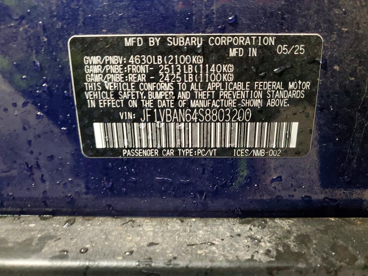 2025 SUBARU WRX
