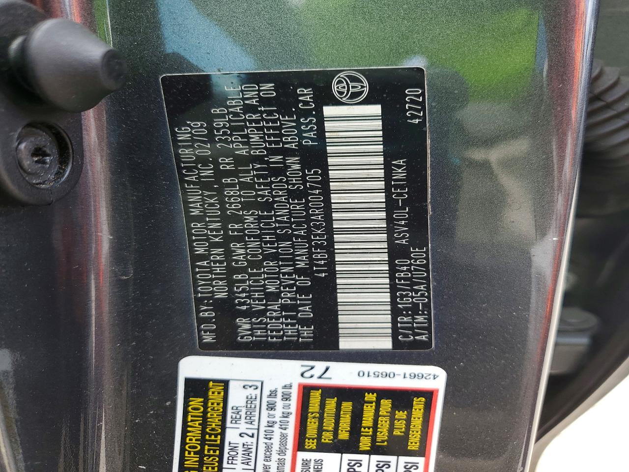2010 TOYOTA CAMRY