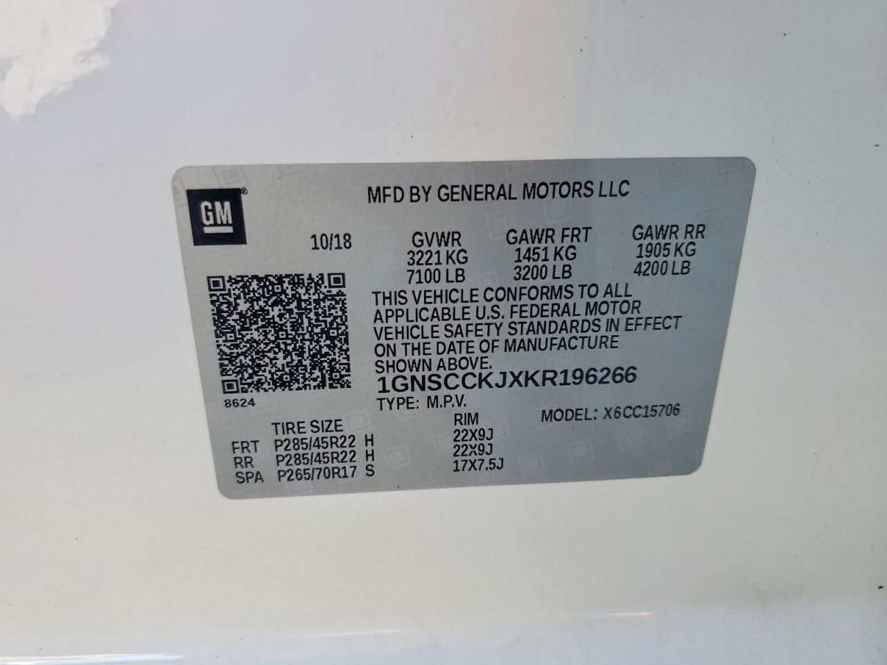 2019 CHEVROLET TAHOE