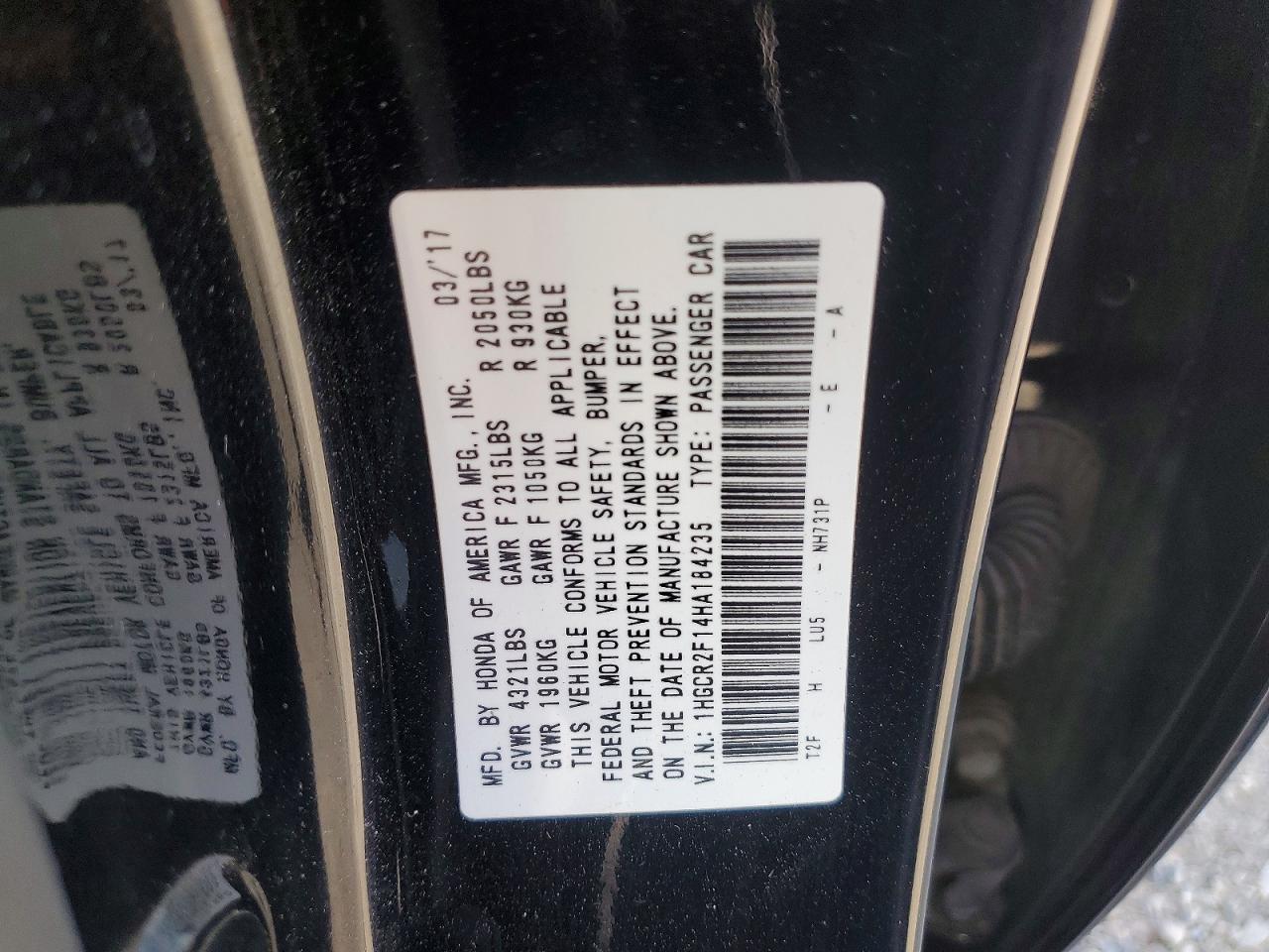 2017 HONDA ACCORD