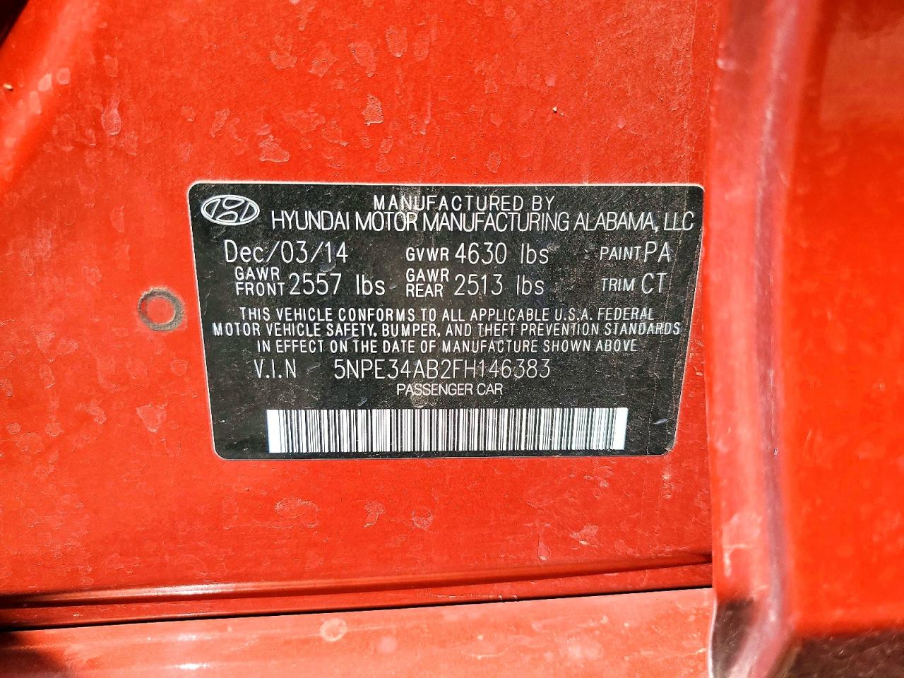 2015 HYUNDAI SONATA