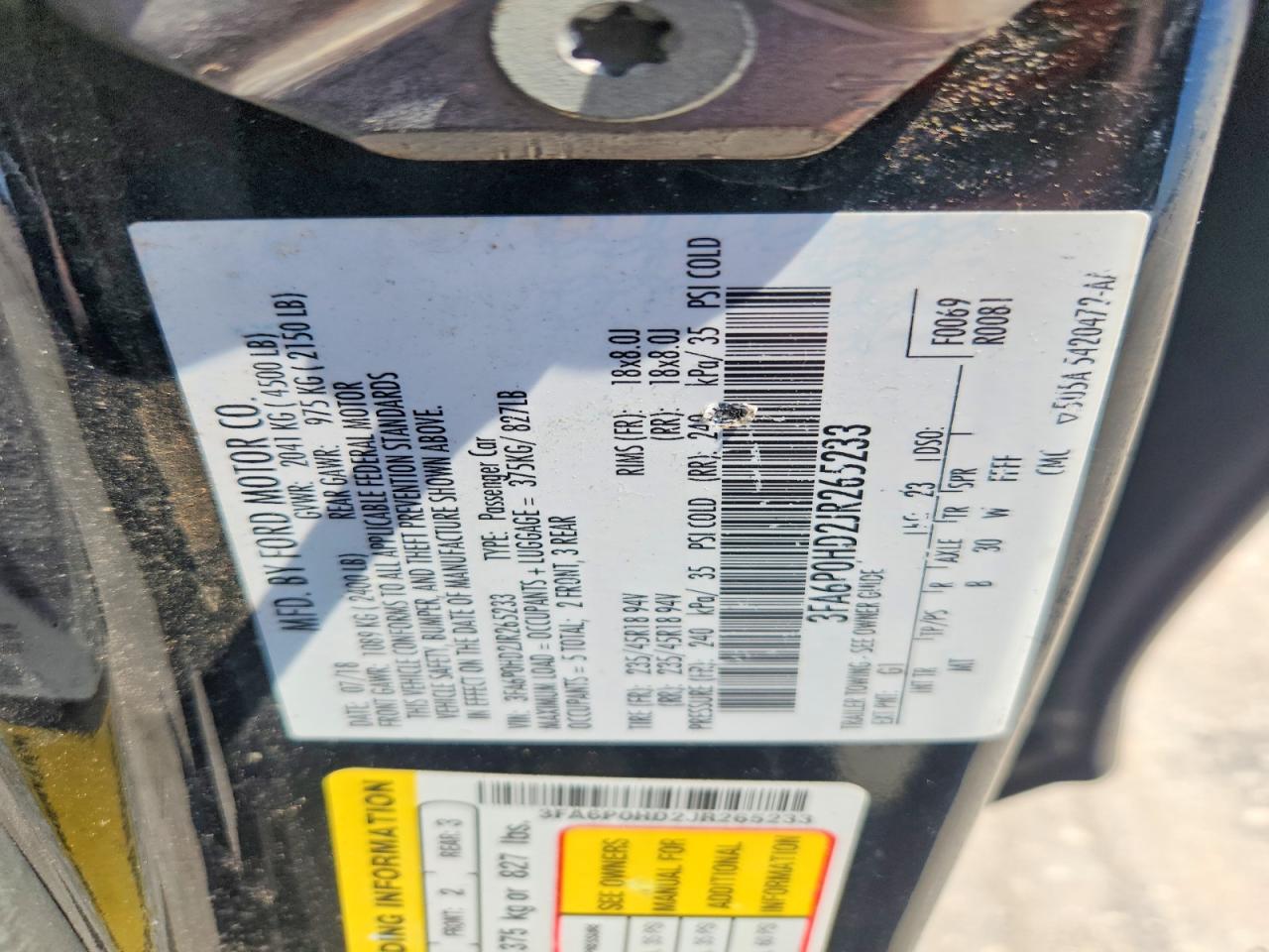 2018 FORD FUSION