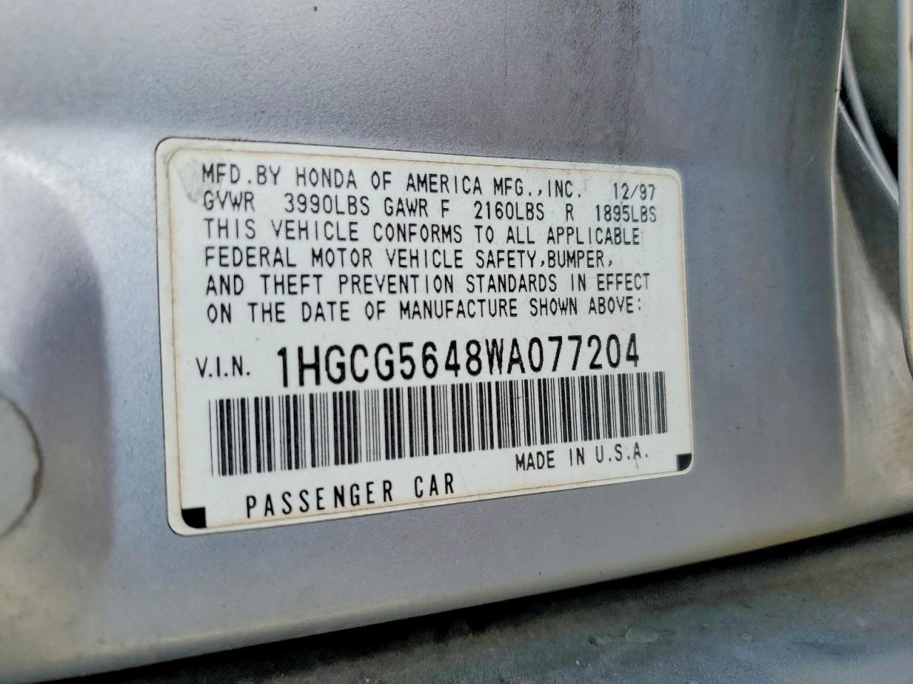 1998 HONDA ACCORD