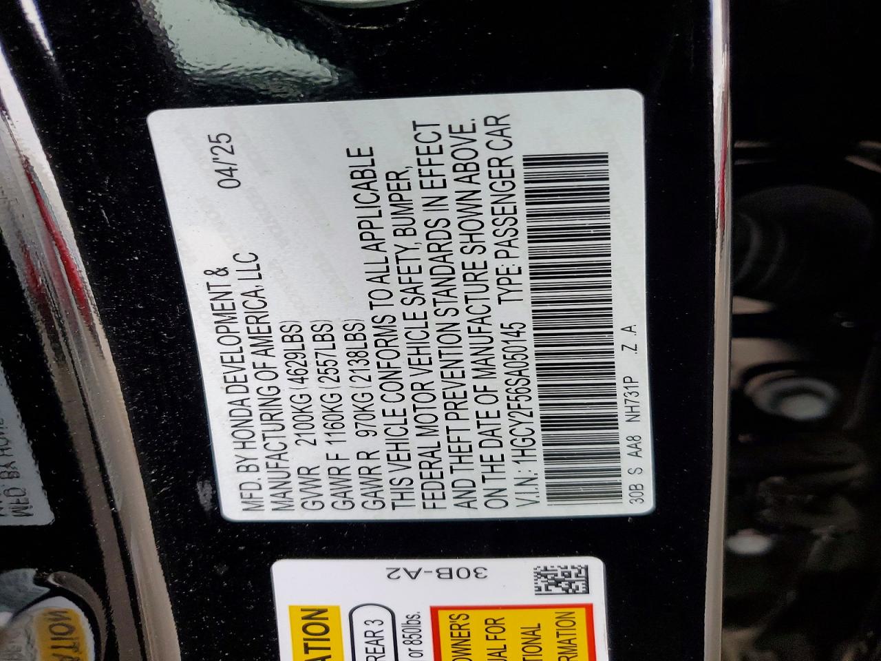 2025 HONDA ACCORD
