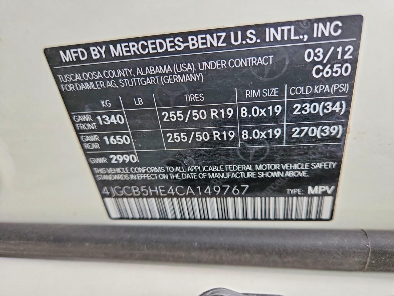 2012 MERCEDES-BENZ TRUCK R-CLASS