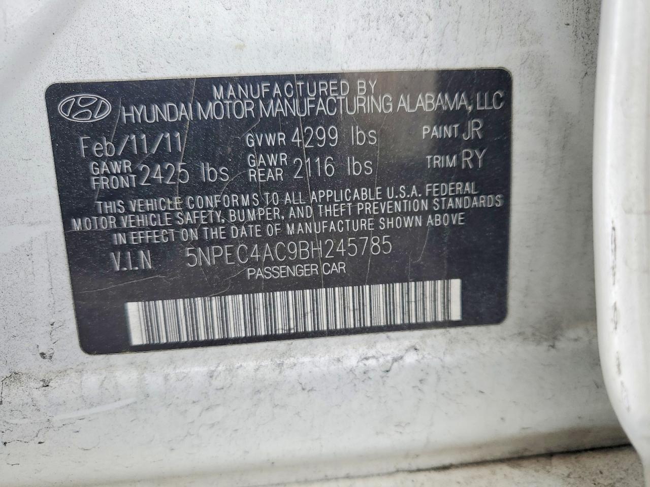 2011 HYUNDAI SONATA