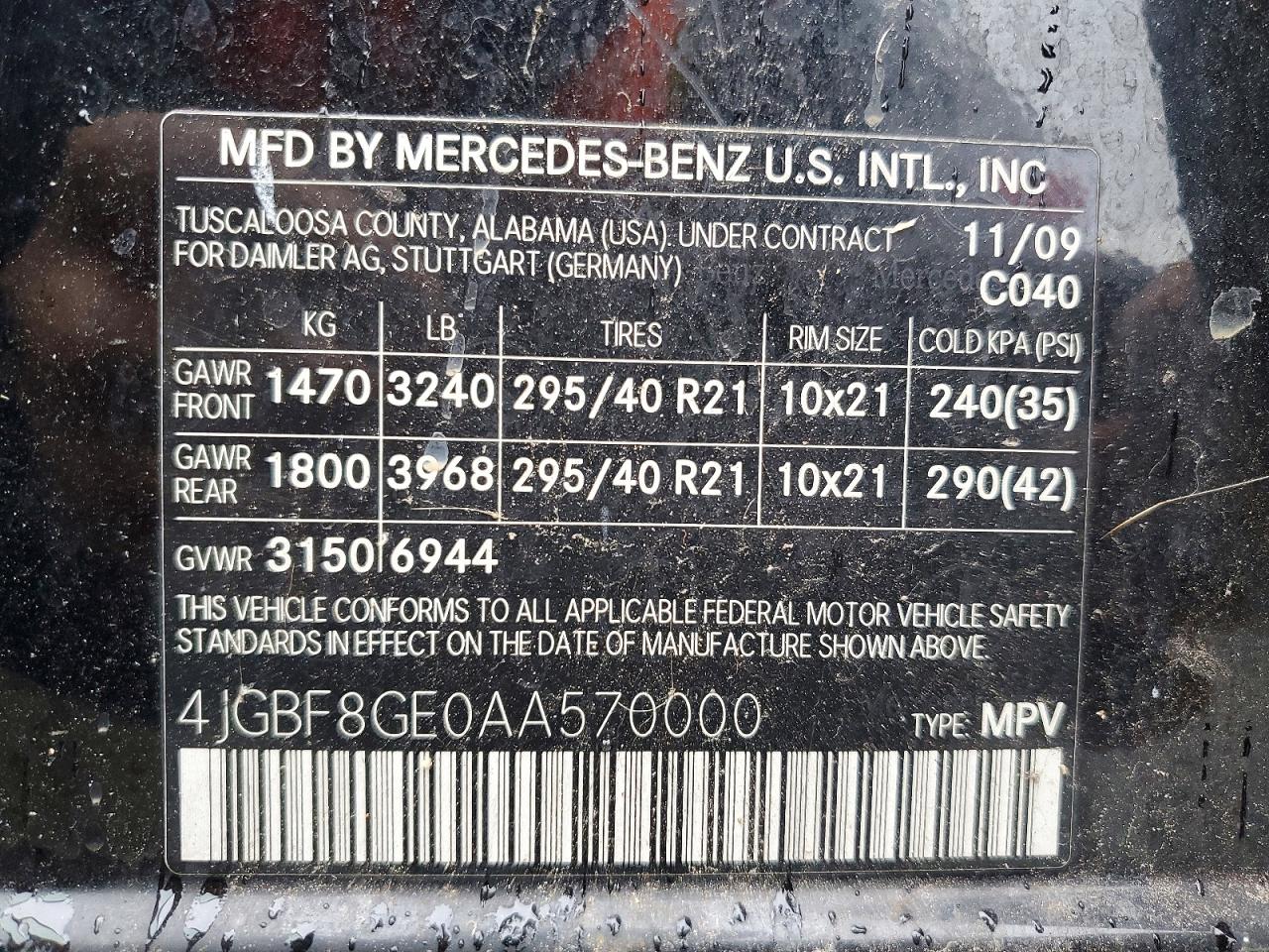 2010 MERCEDES-BENZ GL-CLASS