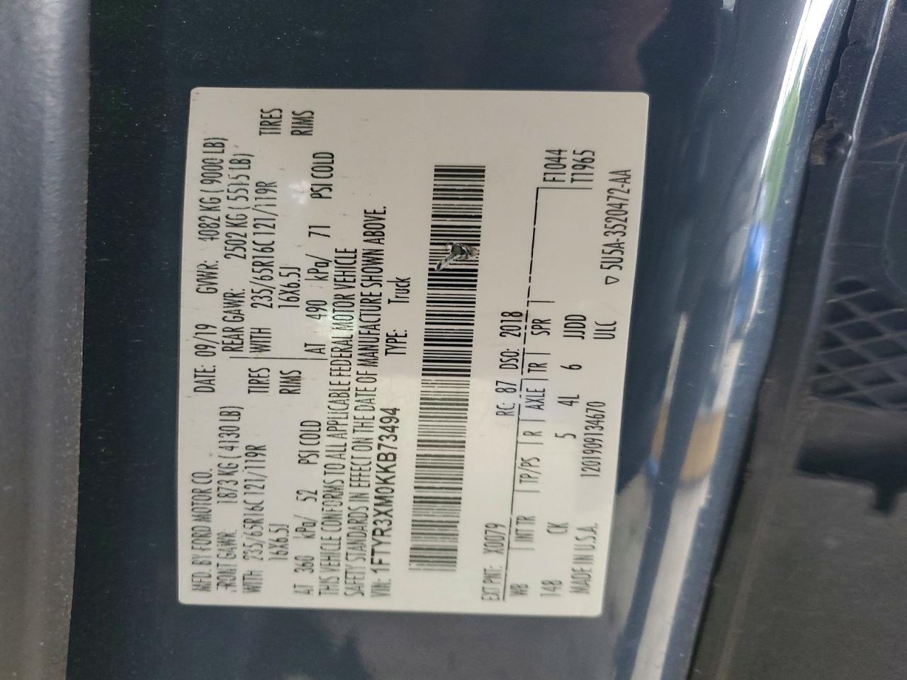 2019 FORD TRANSIT
