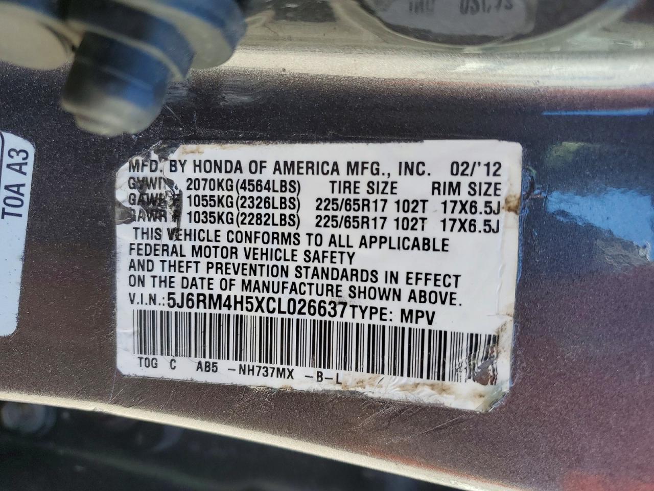 2012 HONDA CRV