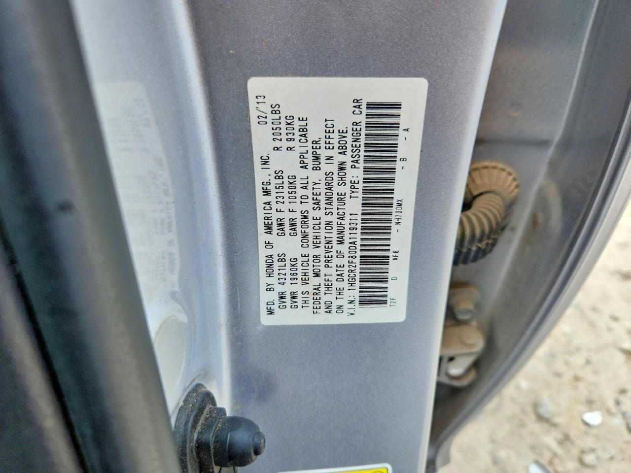 2013 HONDA ACCORD