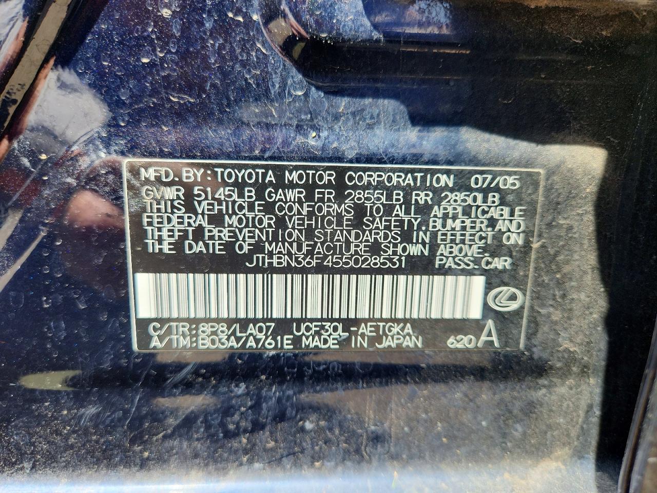 2005 LEXUS LS430