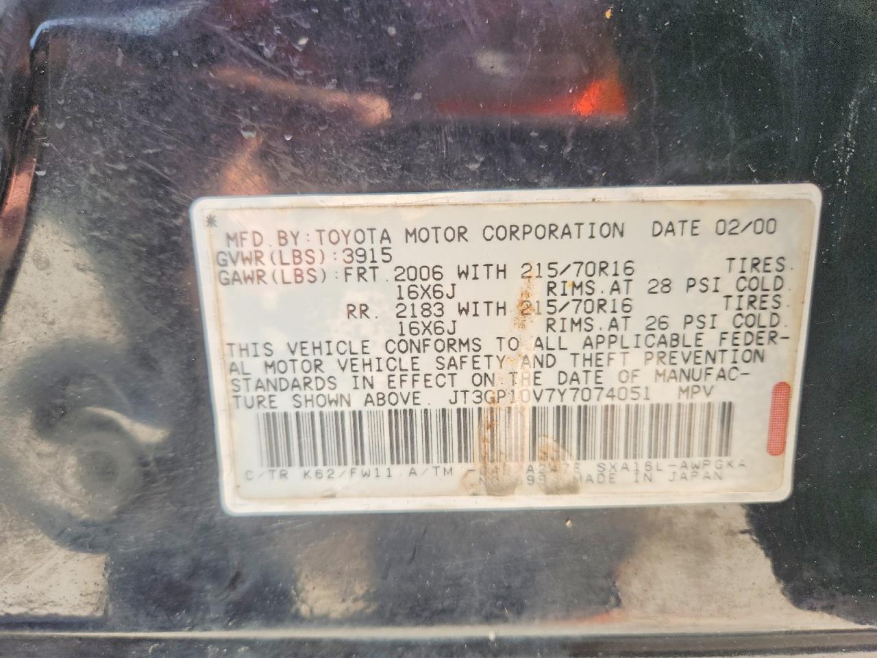 2000 TOYOTA RAV4 BASE