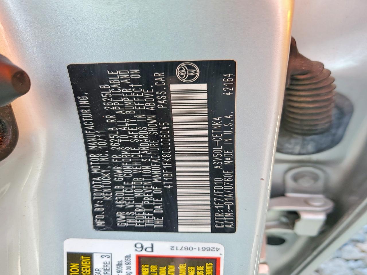 2012 TOYOTA CAMRY