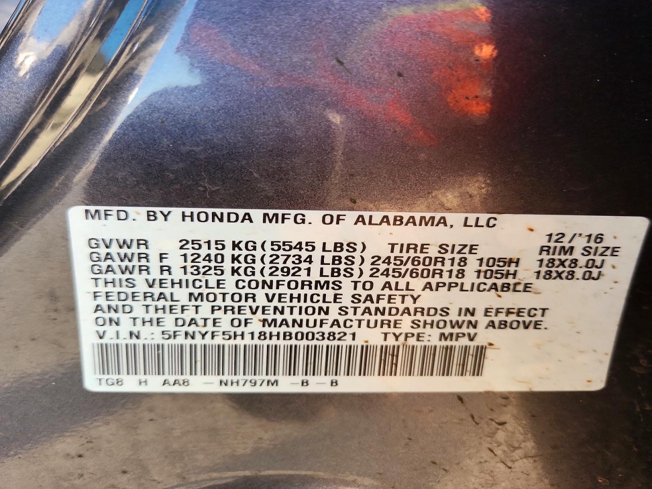 2017 HONDA PILOT