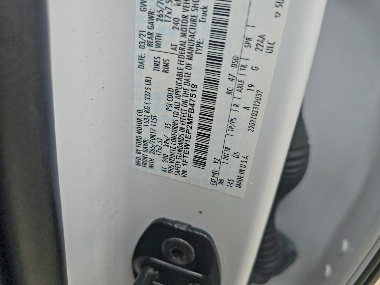 2021 FORD F150