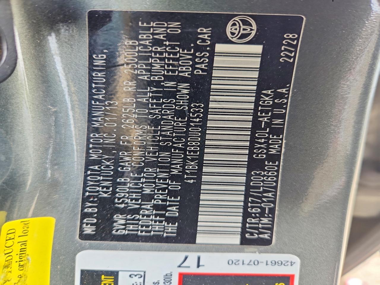 2013 TOYOTA AVALON