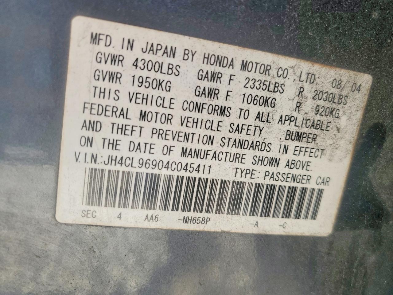 2004 ACURA TSX