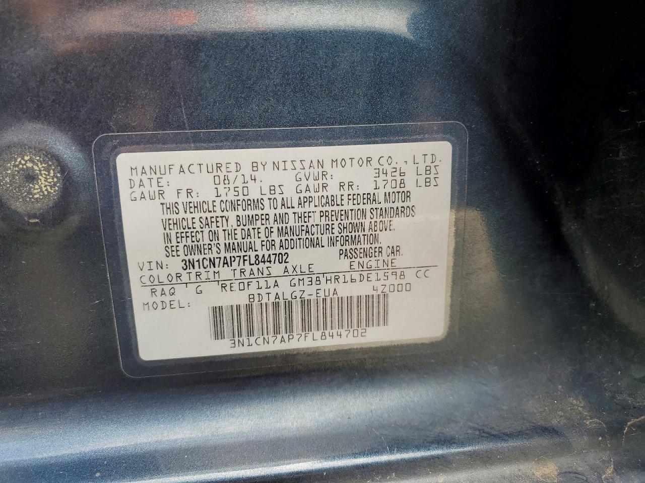 2015 NISSAN VERSA