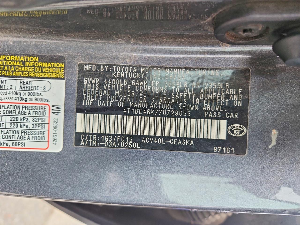 2007 TOYOTA CAMRY