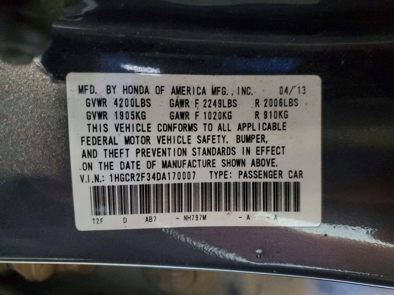 2013 HONDA ACCORD