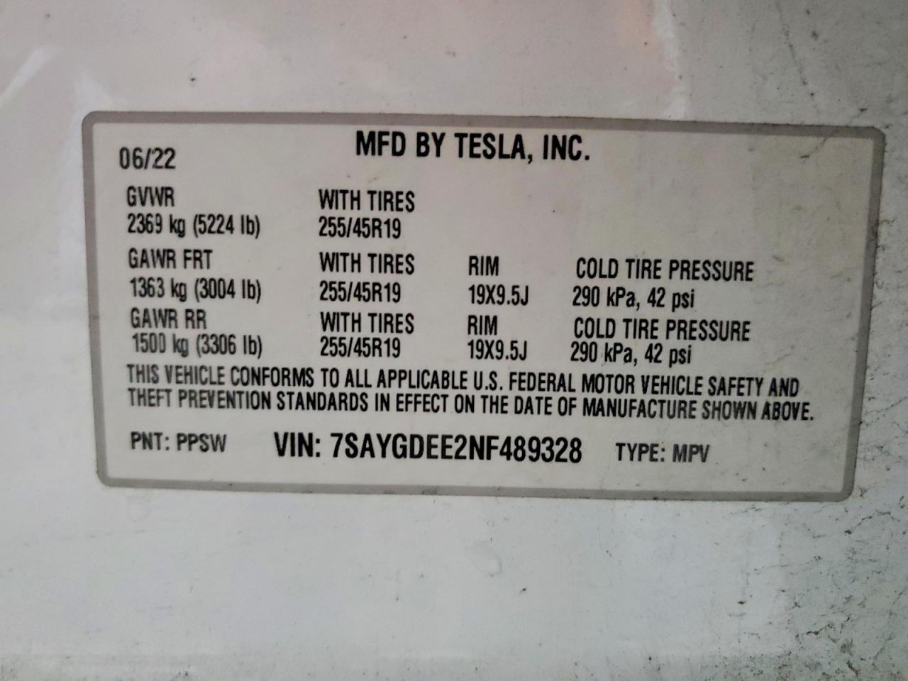 2022 TESLA MODEL Y