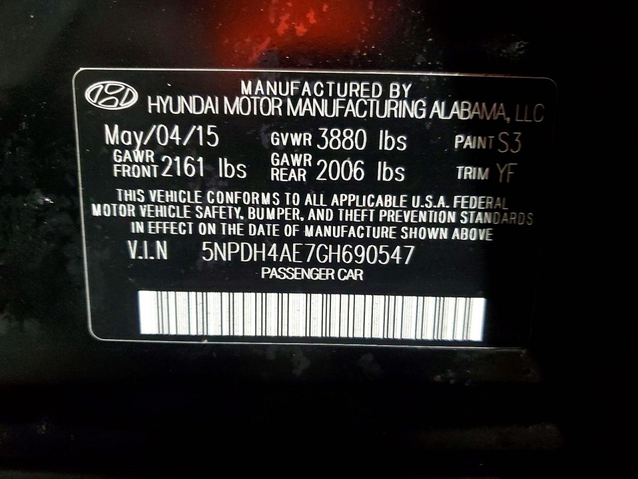 2016 HYUNDAI ELANTRA