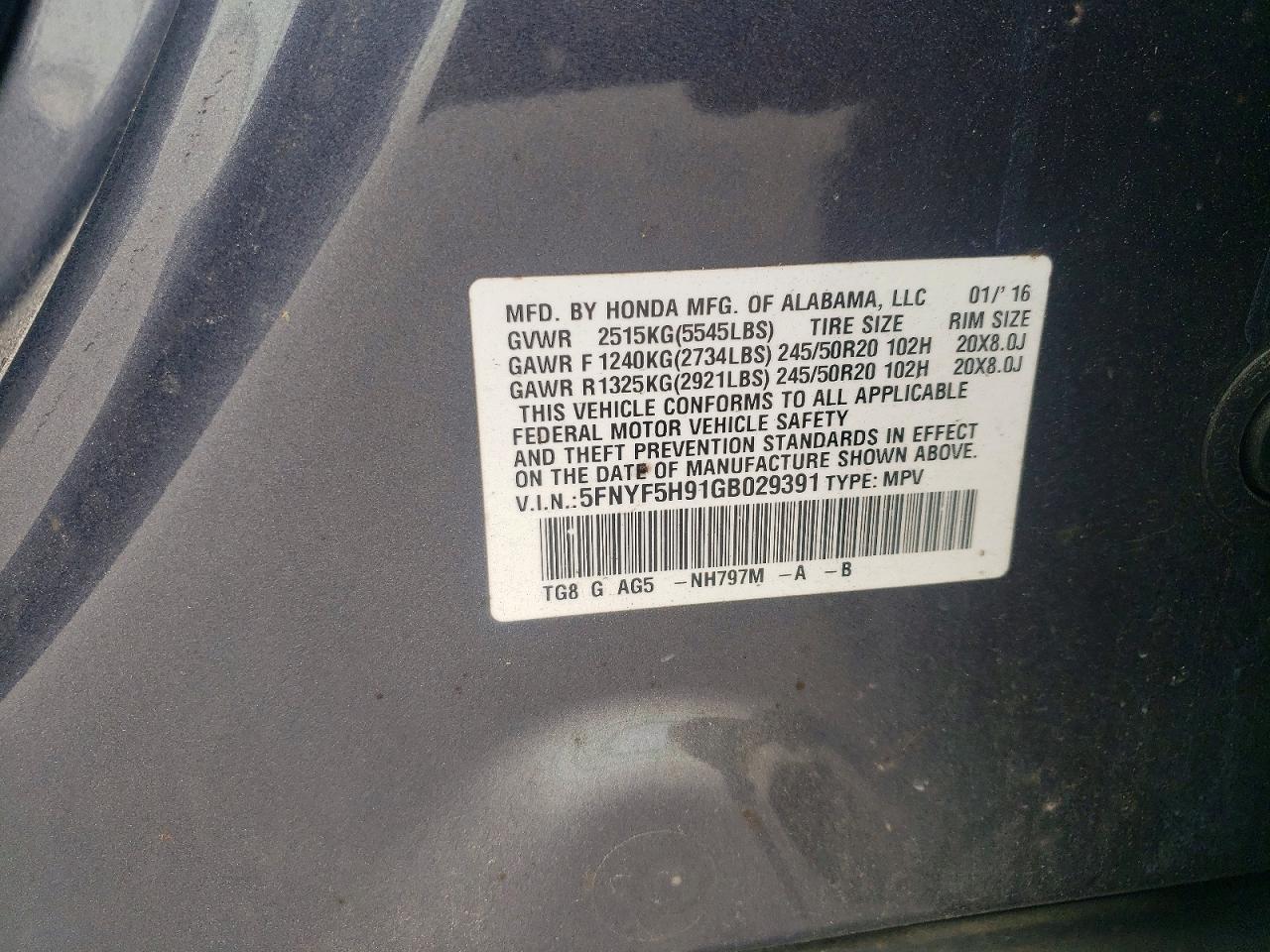 2016 HONDA PILOT