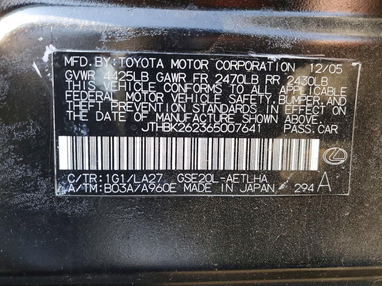 2006 LEXUS IS