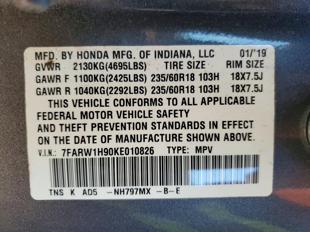 2019 HONDA CRV