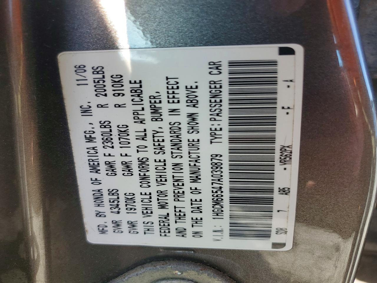 2007 HONDA ACCORD