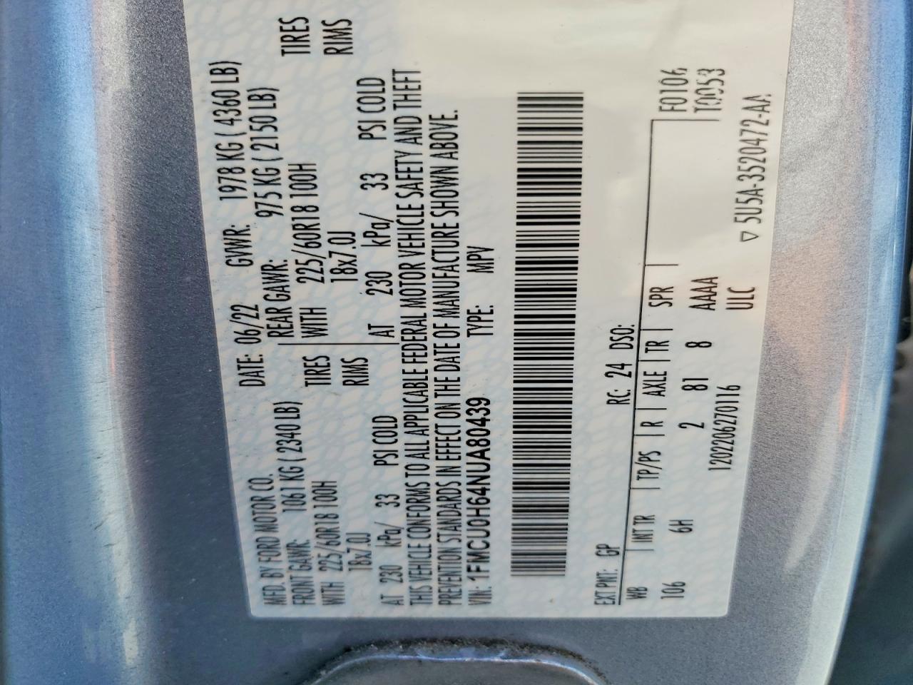 2022 FORD ESCAPE