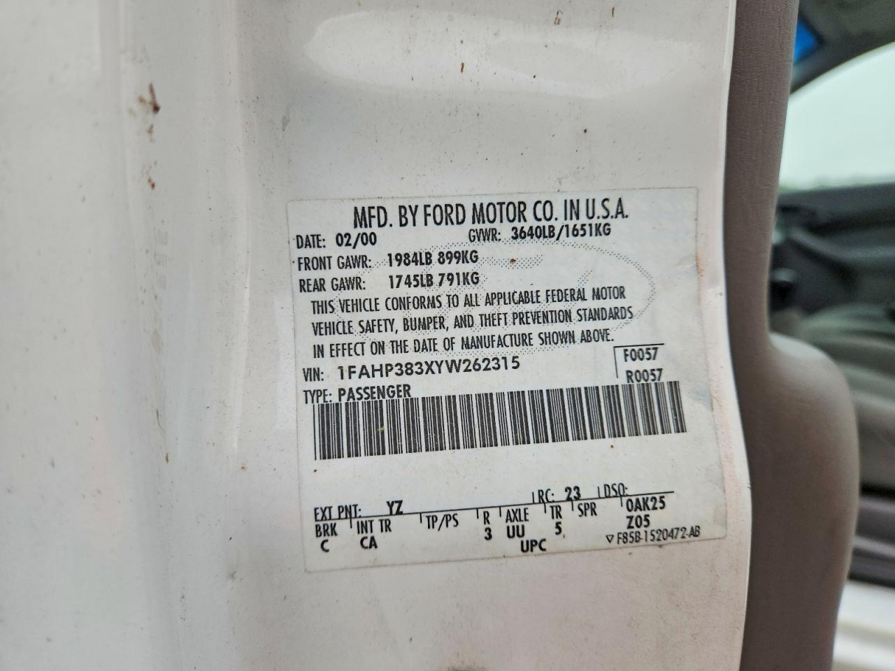 2000 FORD FOCUS