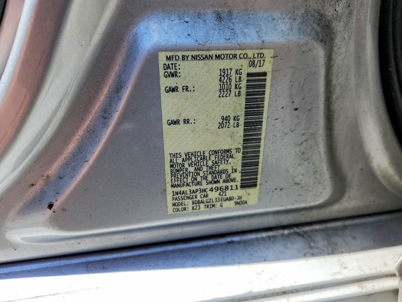 2017 NISSAN ALTIMA