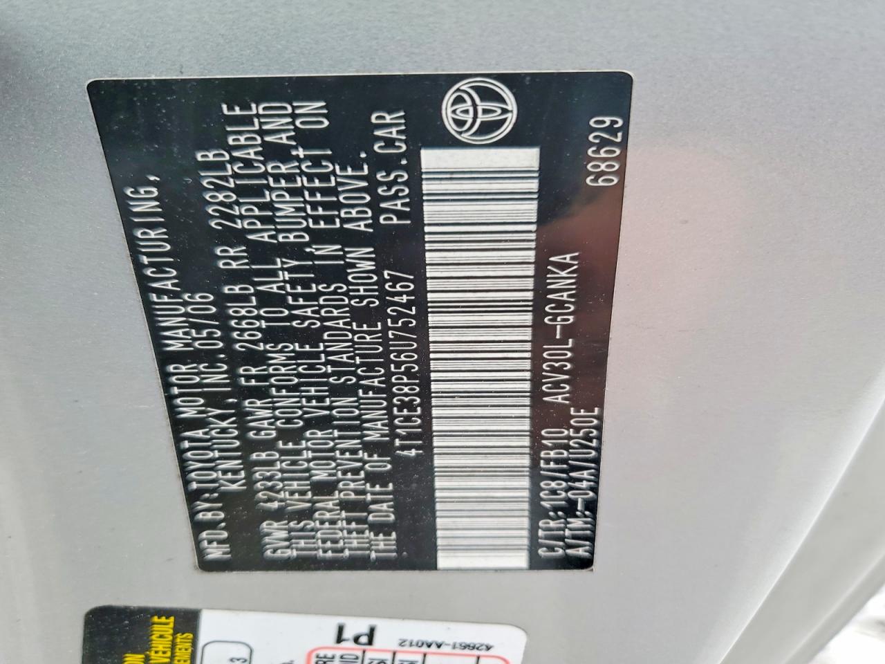 2006 TOYOTA CAMRY SOLA