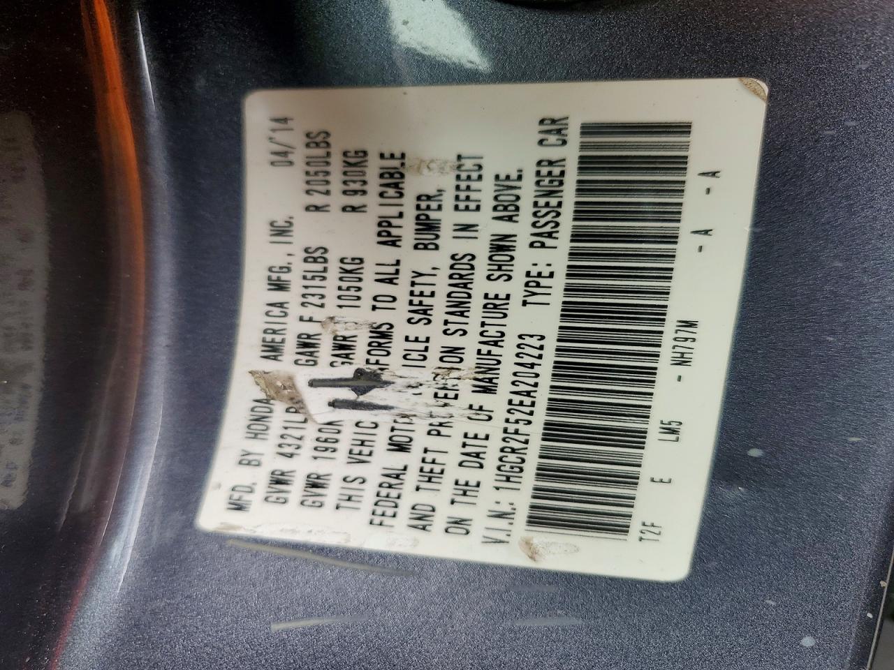 2014 HONDA ACCORD