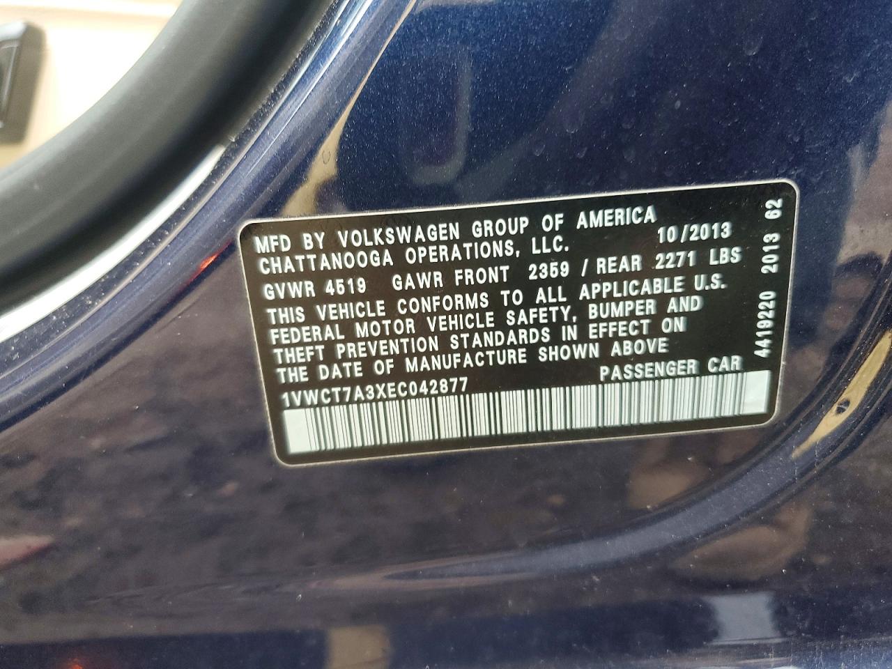 2014 VOLKSWAGEN PASSAT