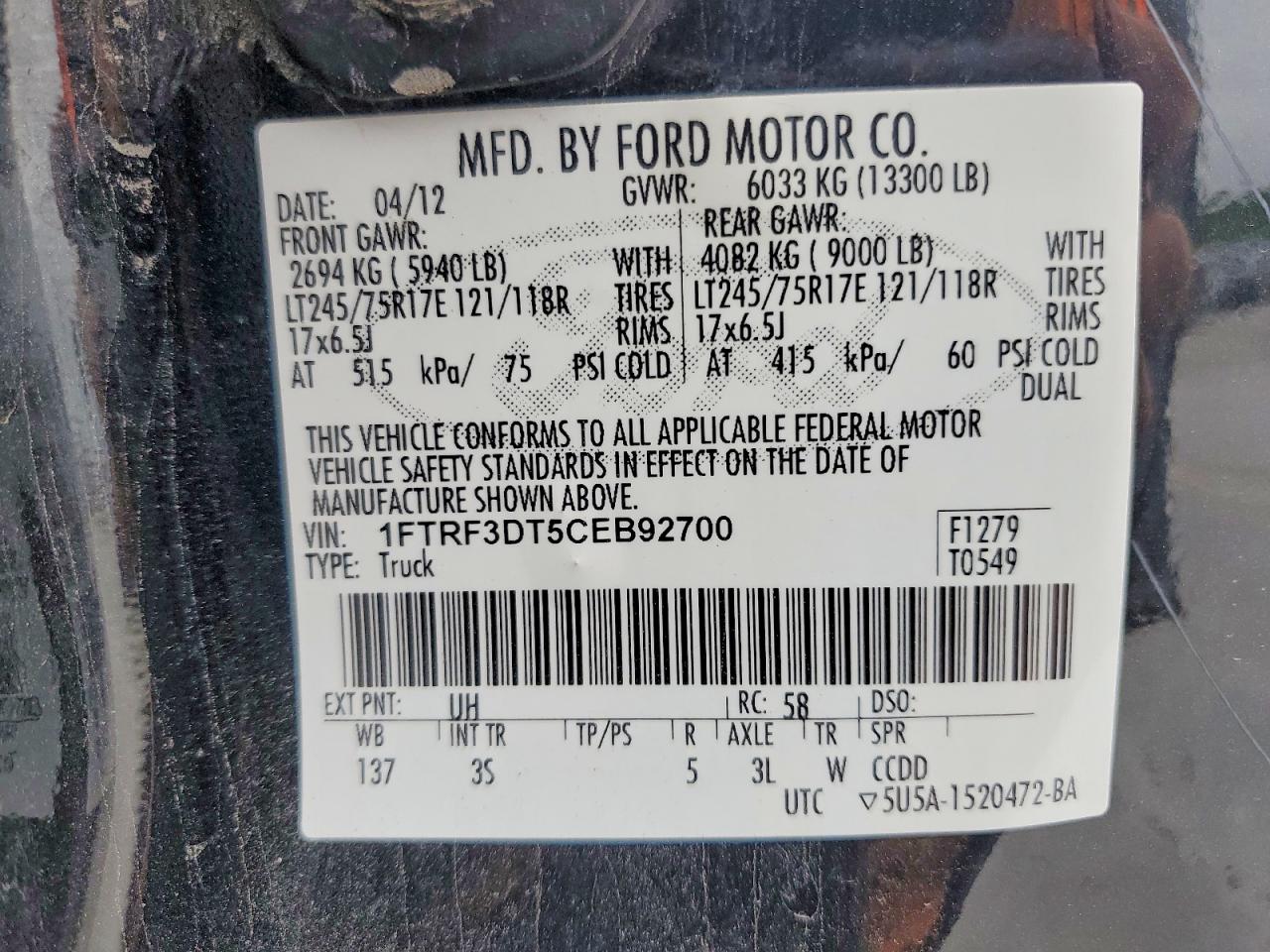 2012 FORD F350