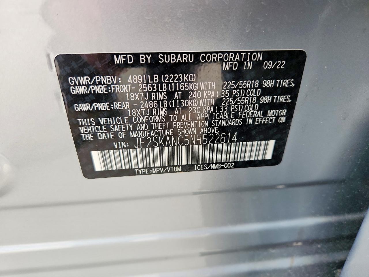 2022 SUBARU FORESTER