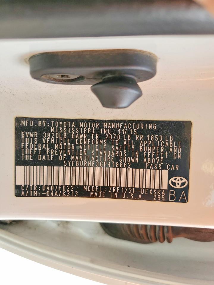 2016 TOYT COROLLA