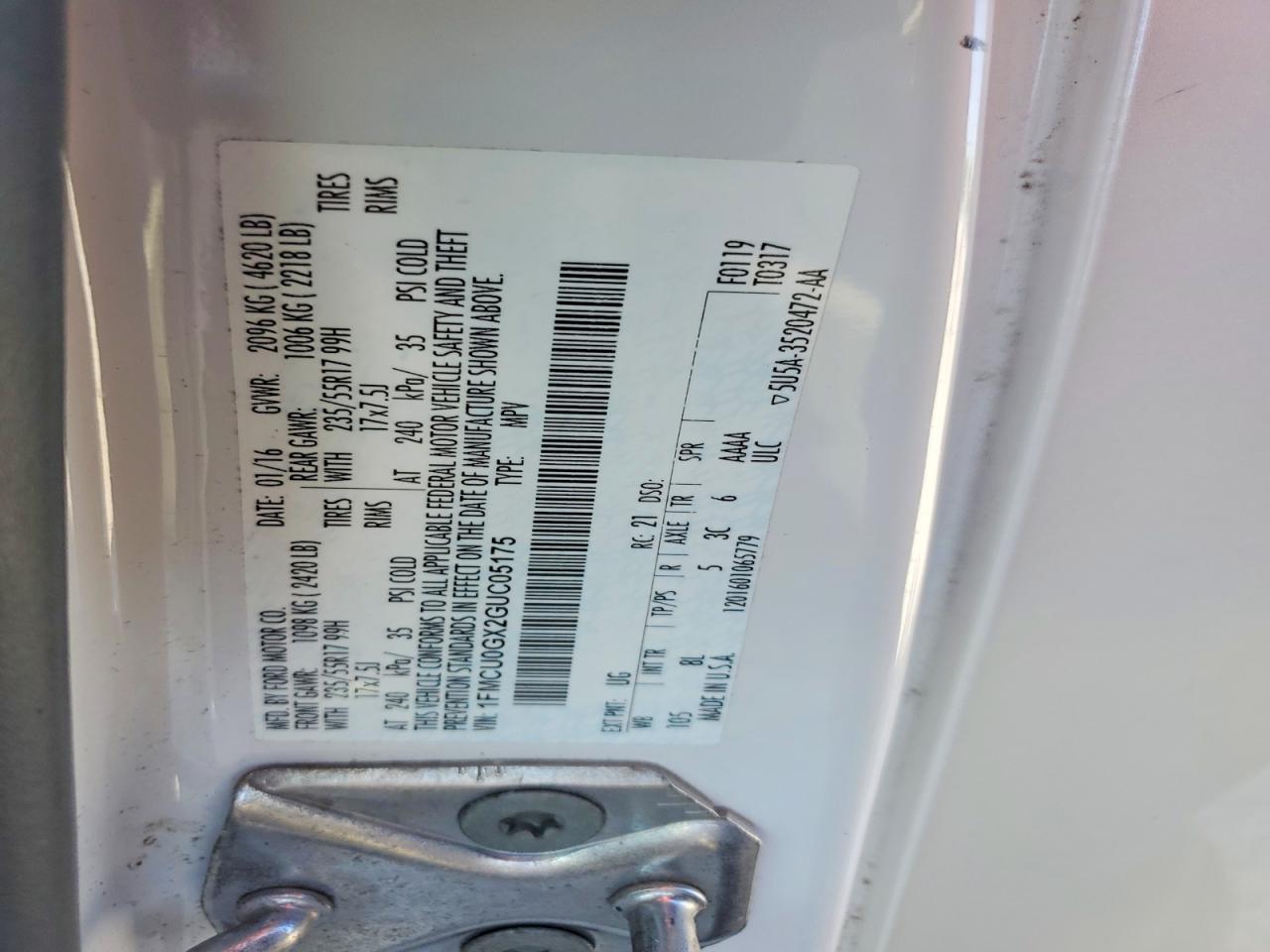 2016 FORD ESCAPE