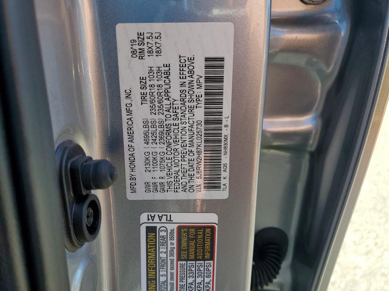 2019 HONDA CRV
