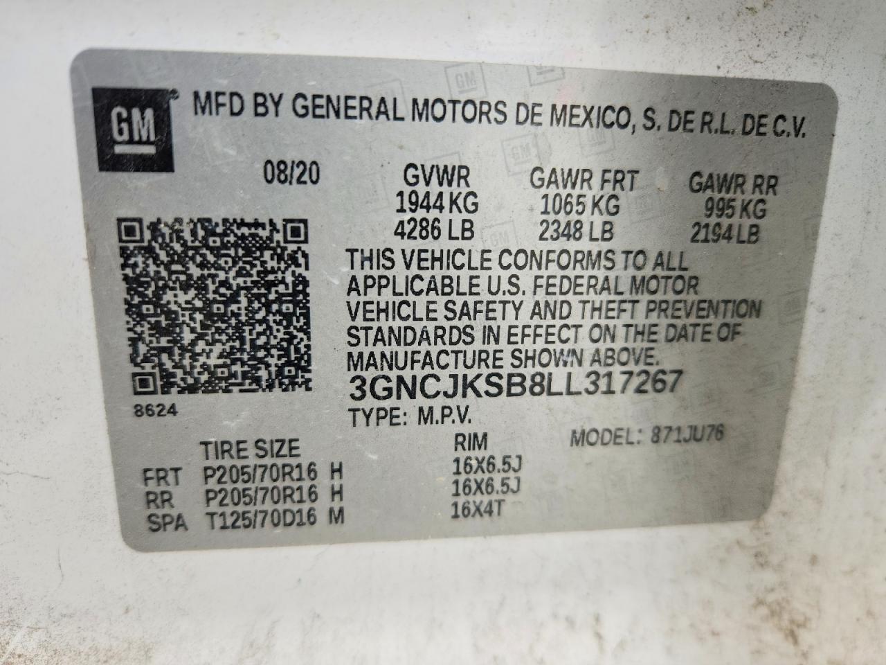 2020 CHEVROLET TRAX