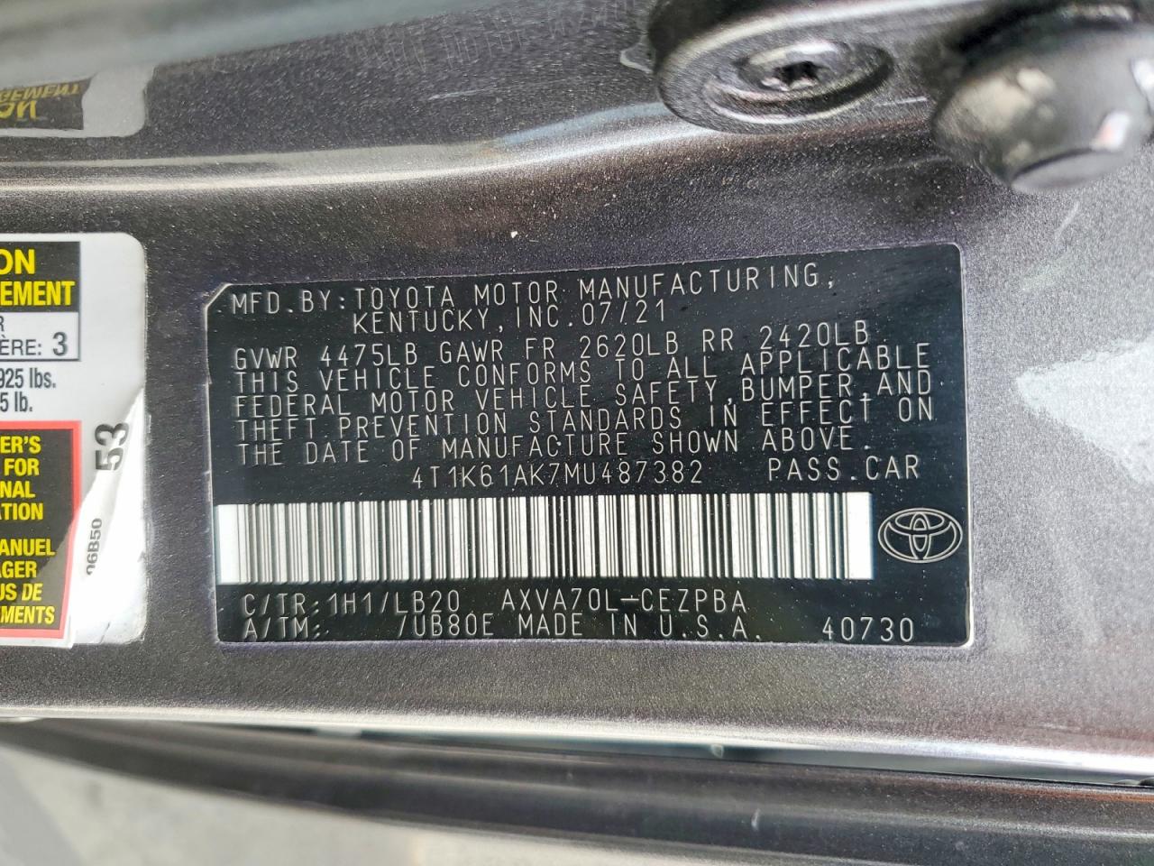 2021 TOYOTA CAMRY