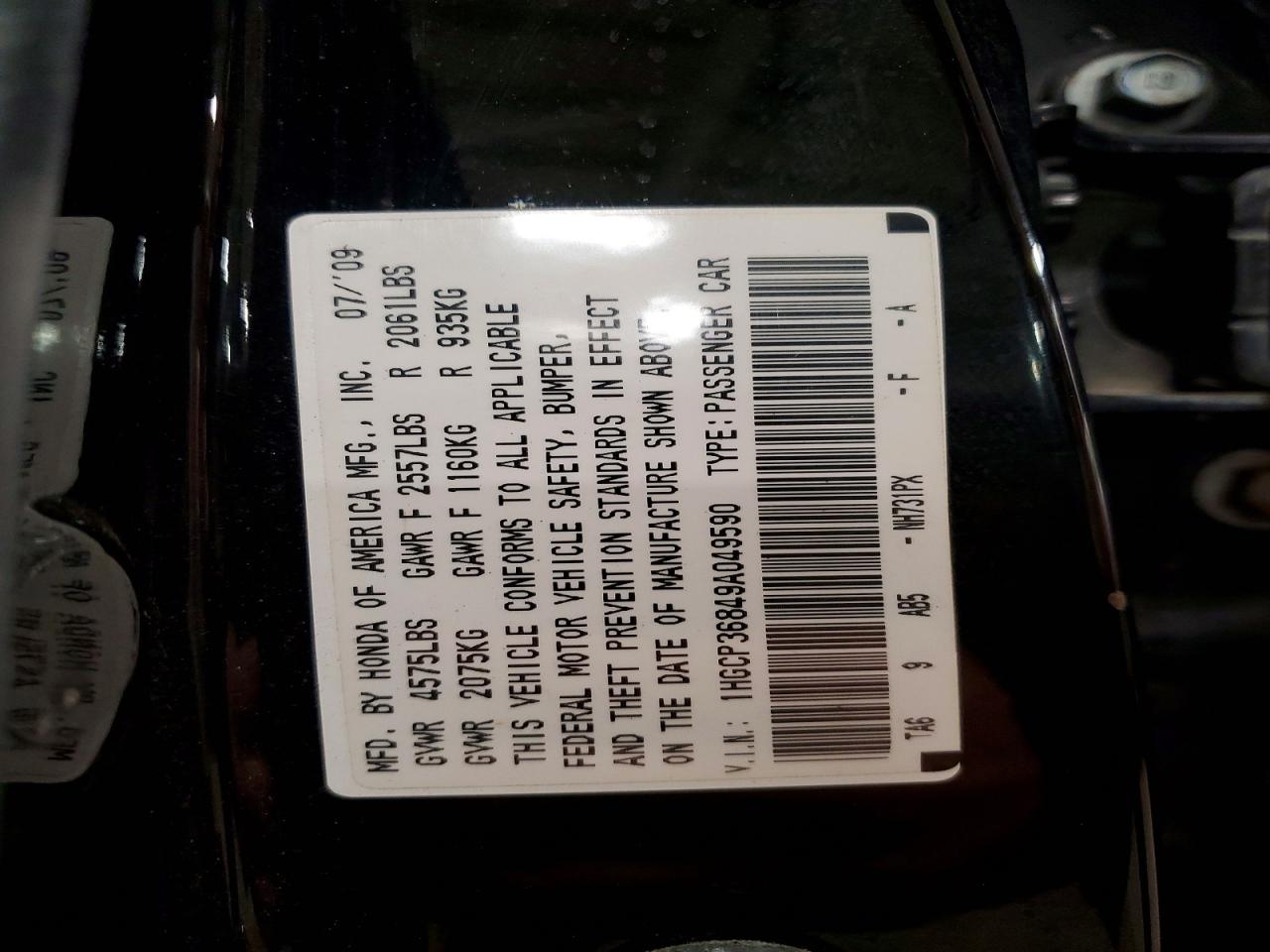 2009 HONDA ACCORD