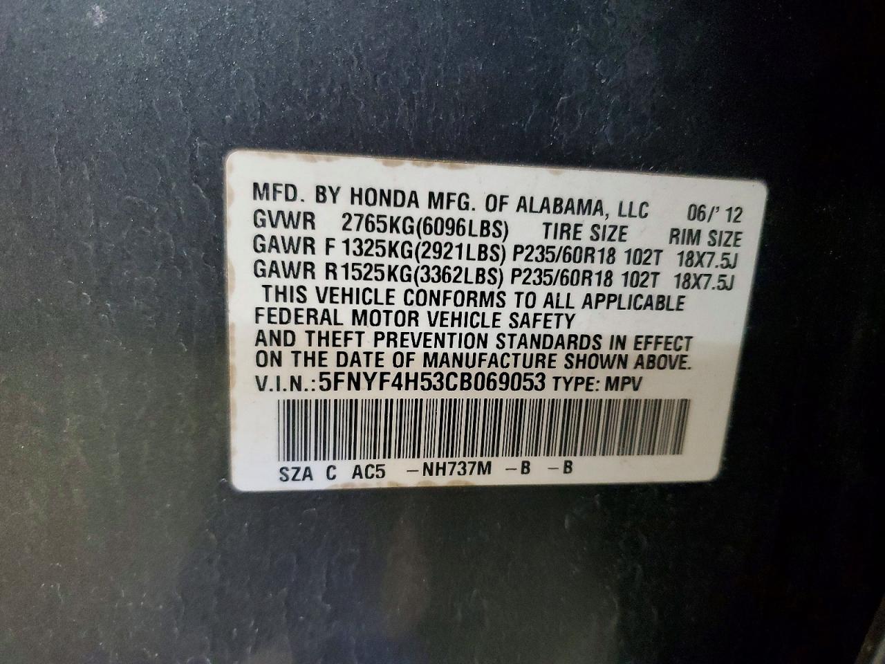 2012 HONDA PILOT