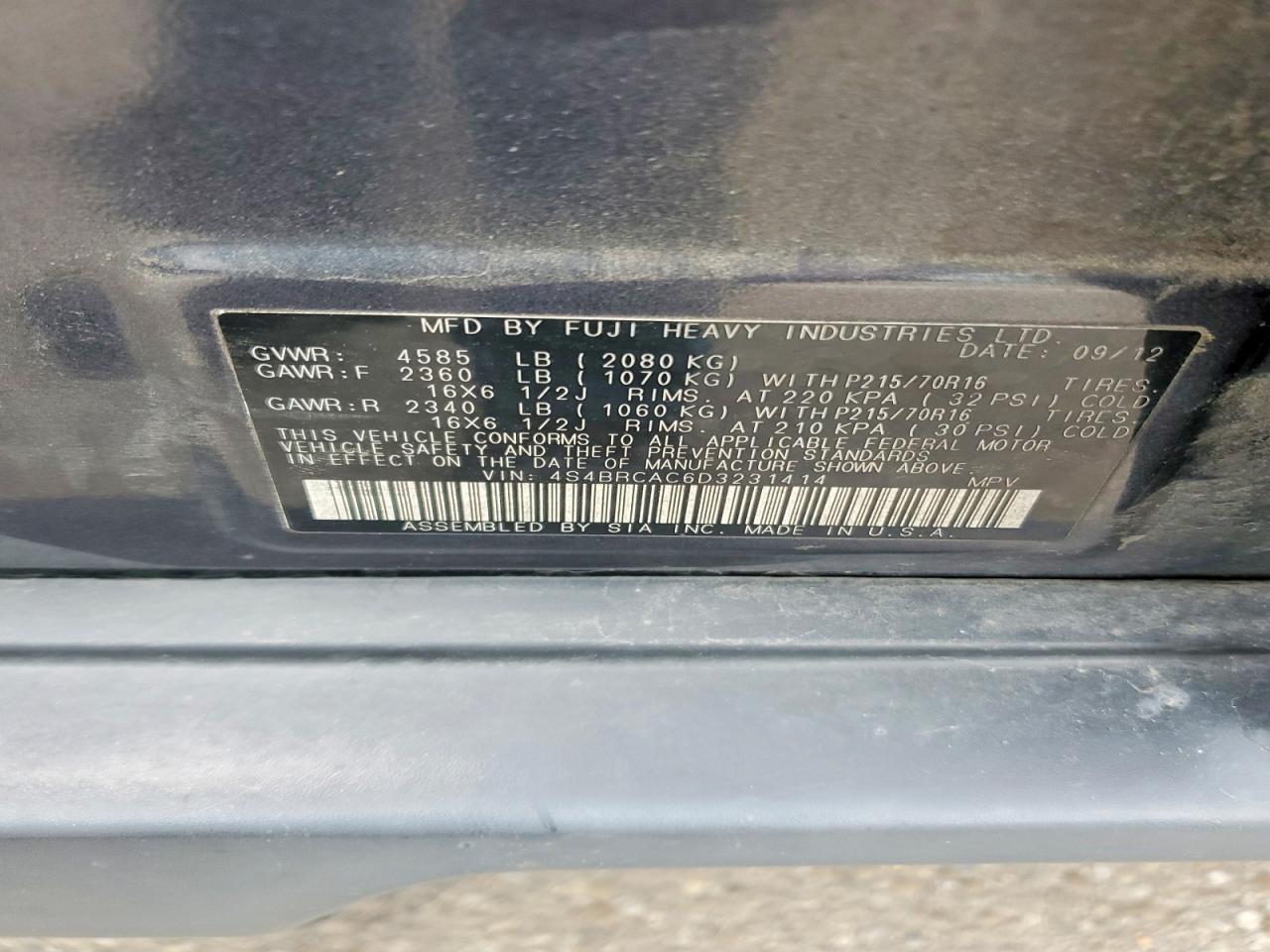 2013 SUBARU OUTBACK